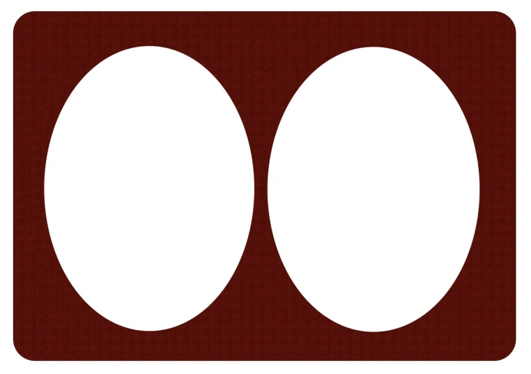 a red rectangular with oval shapes that have white center pieces