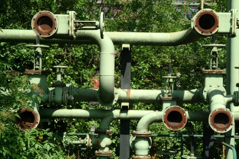 a large number of pipes are grouped together