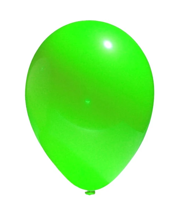 a green balloon flying in the air