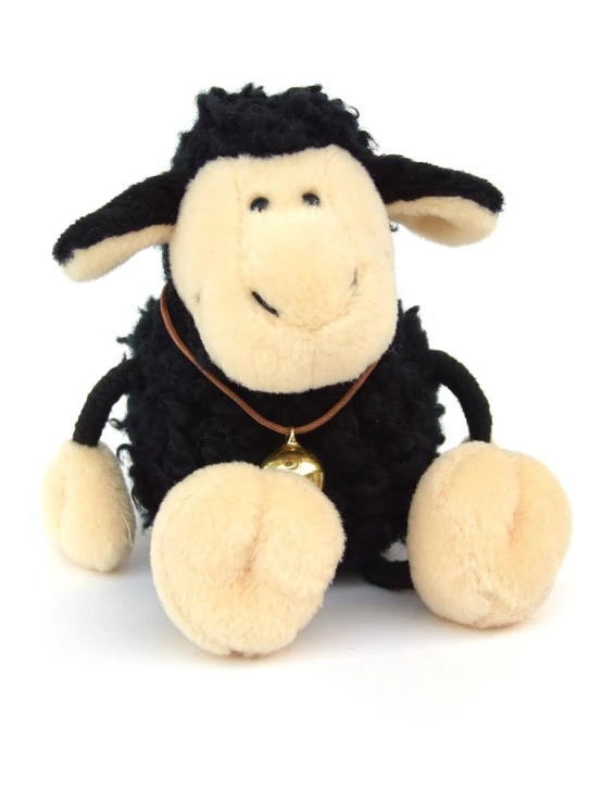 an animal toy that is wearing black clothes