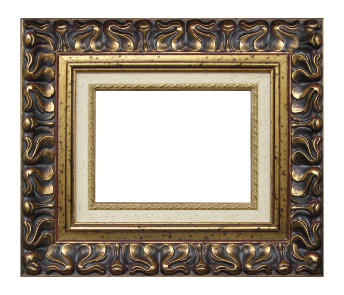 an ornate gold and white frame