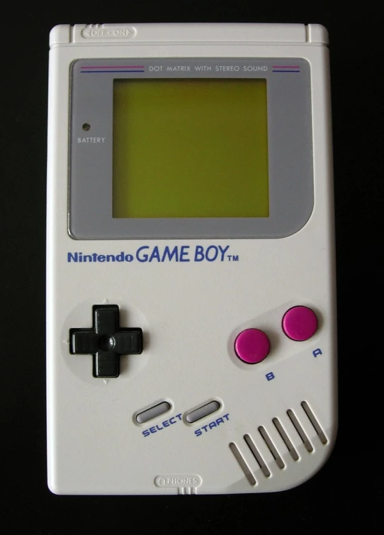 the electronic game boy is white and black