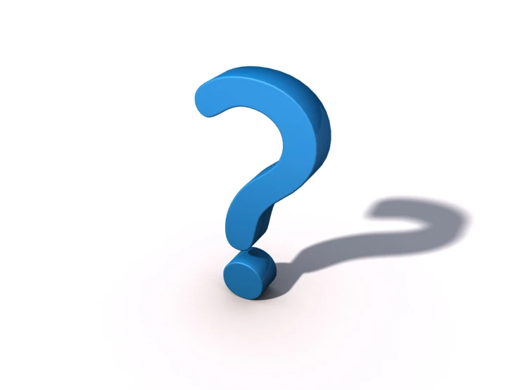 a blue question mark sits in the middle of a white background