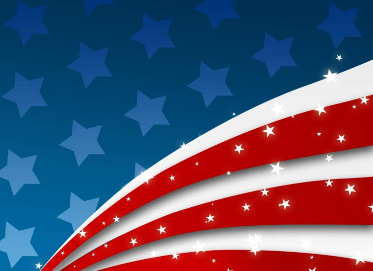 american flag with stars and white stars on blue background