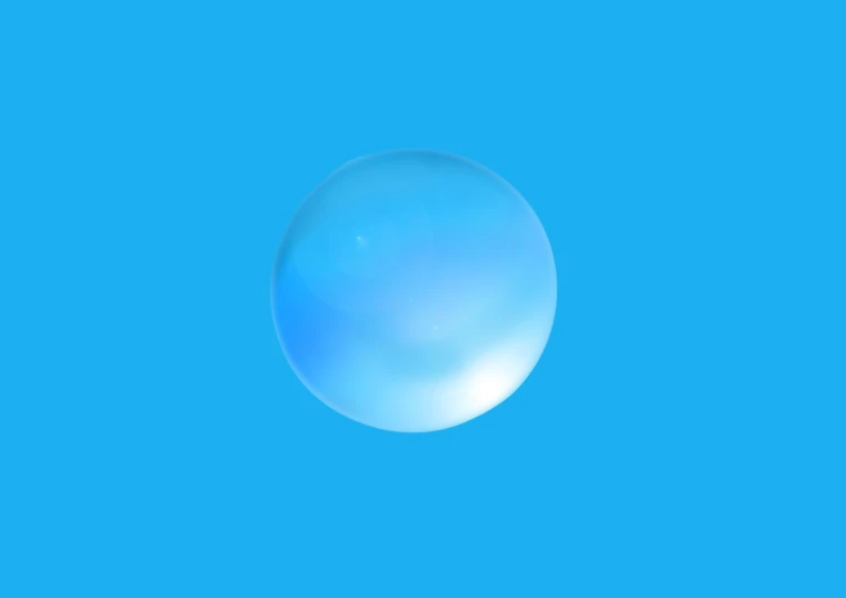 a blue bubble is seen from below