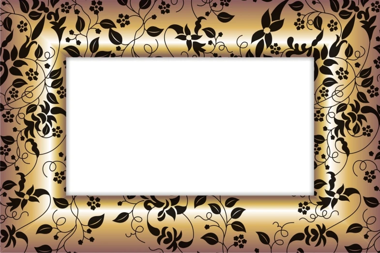the golden frame with black leaves and flowers