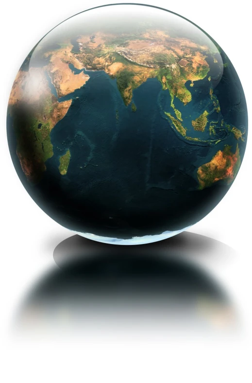 the earth globe is seen in this 3d po