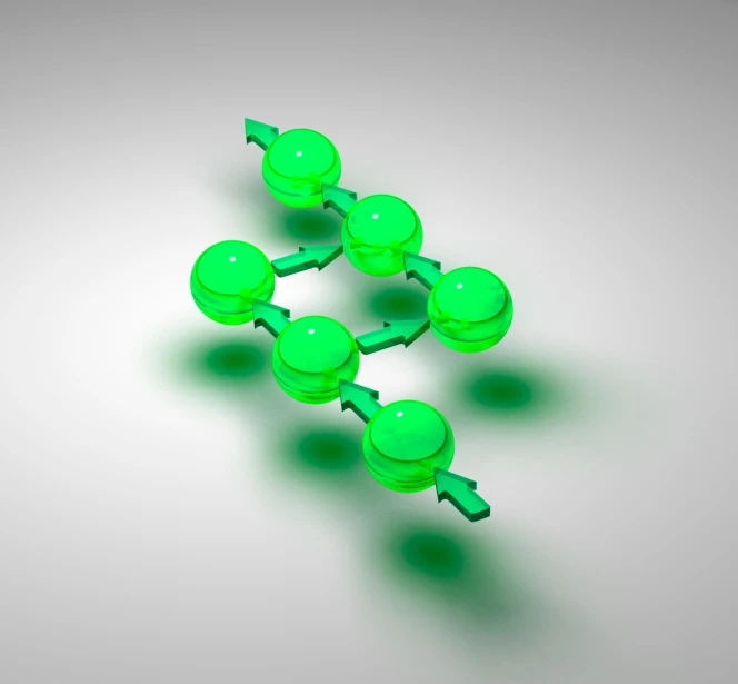 green objects are floating on the surface