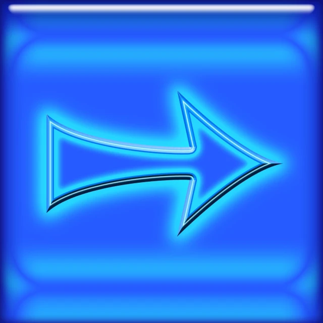 an arrow and other symbols with blue color in background