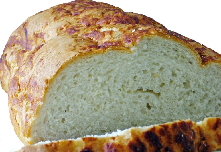 a loaf of bread sitting on top of a white counter