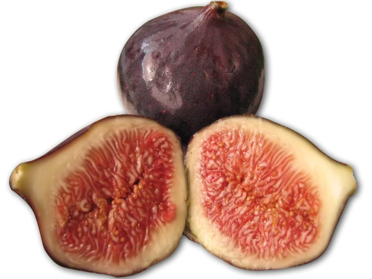 two halves of figs and one is open