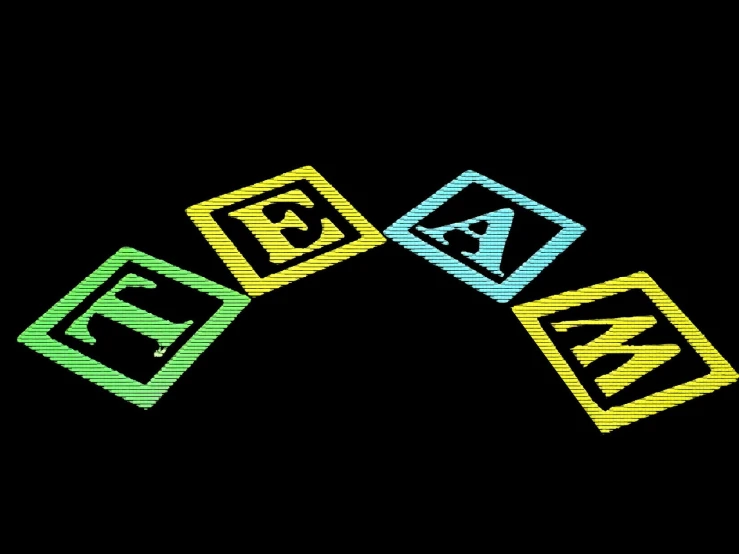 a couple of squares with the letters ea and f are in various colors