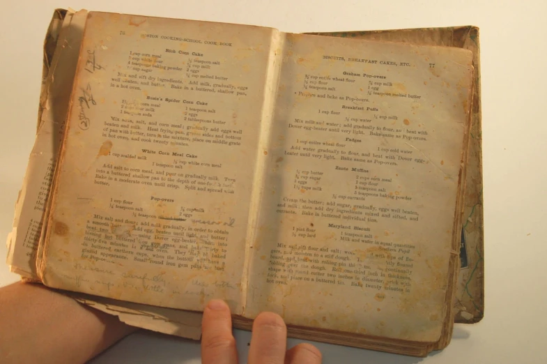 a person holds a old book in their hands
