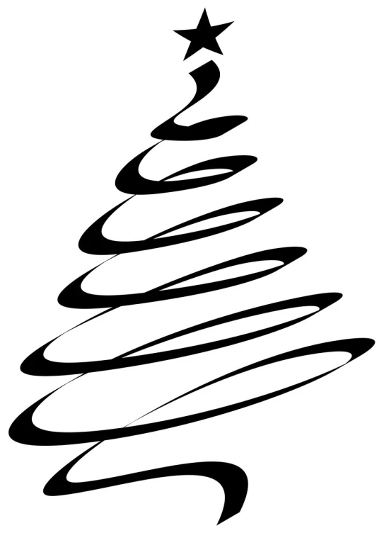 a stylized christmas tree that has black and white stripes