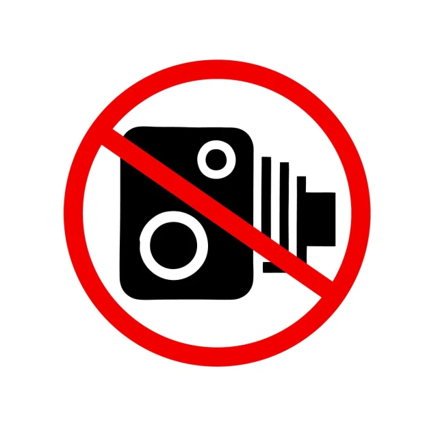 no camera allowed sign showing that the use of a po is not allowed