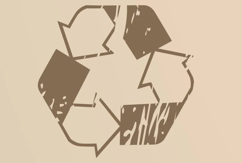 an illustration of a recyclable symbol in brown with a white background