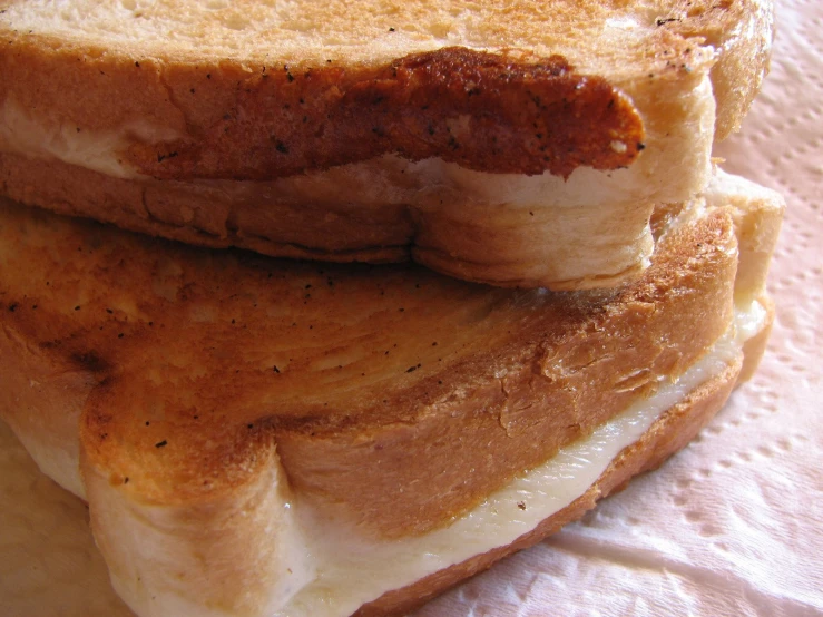 a closeup view of two pieces of bread