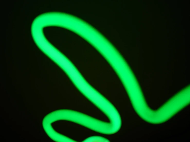 some green neon lights shining into the dark