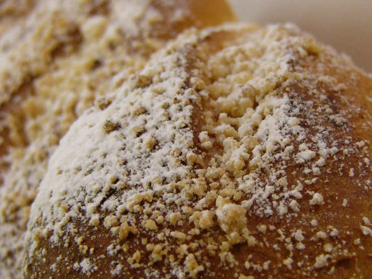 closeup view of powdered sugar on bread