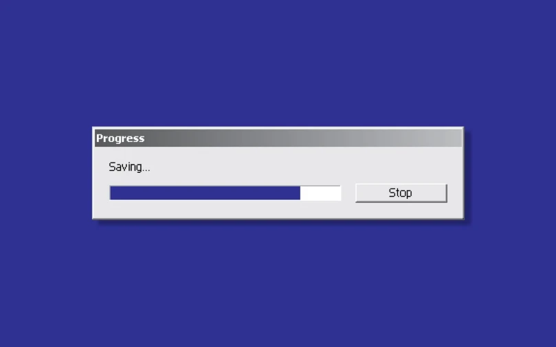 the progress screen on the windows xp system