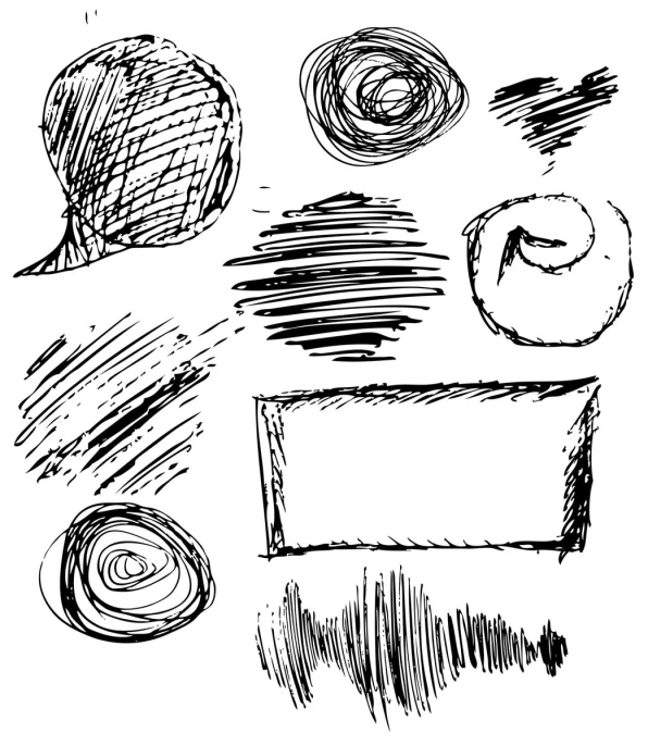 a drawing of various different circles, shapes and lines