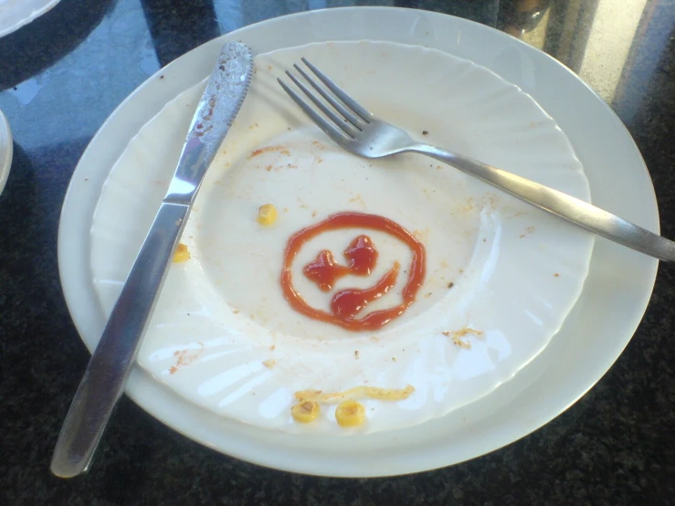 a plate with a smiley face on it