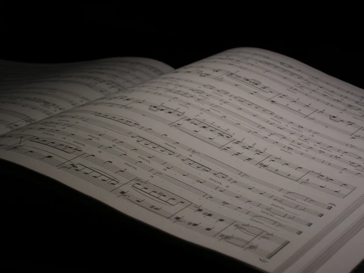 a musical book has been opened to reveal sheet music