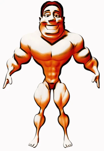a cartoon image of a wrestler with red colors