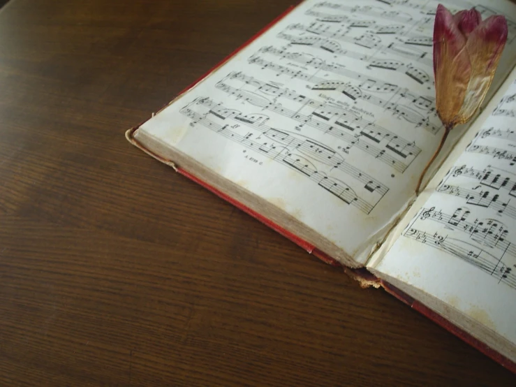 a book with sheets of music on top of it