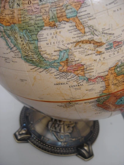 a closeup of an old looking globe