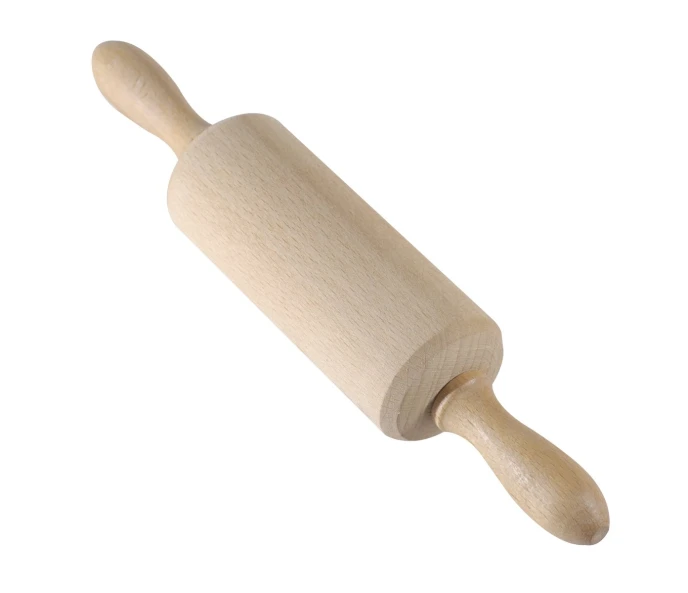 a wooden rolling pin on a white background