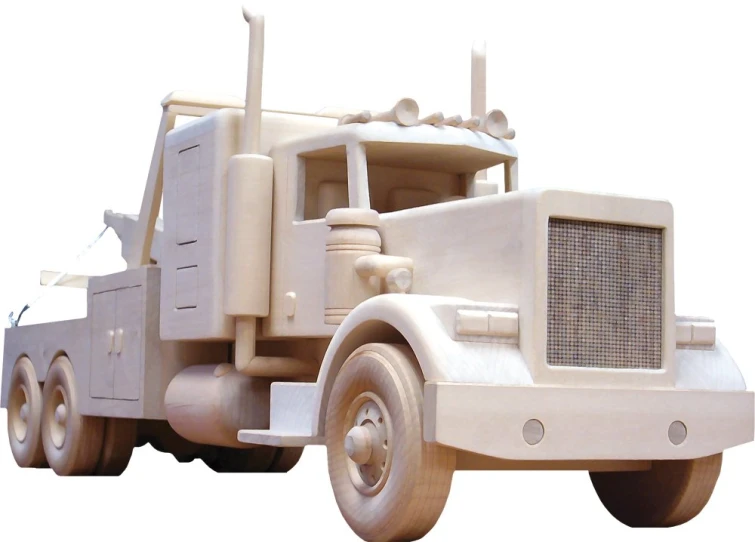 an unfinished toy truck has been painted in white