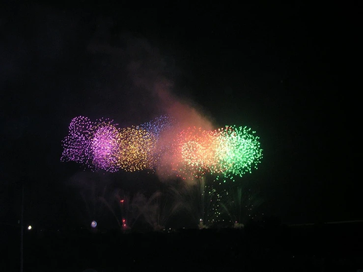 large colorful fireworks being lit up in the night sky