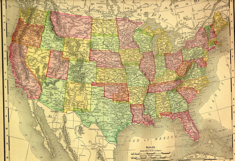 a map of the united states and their territory