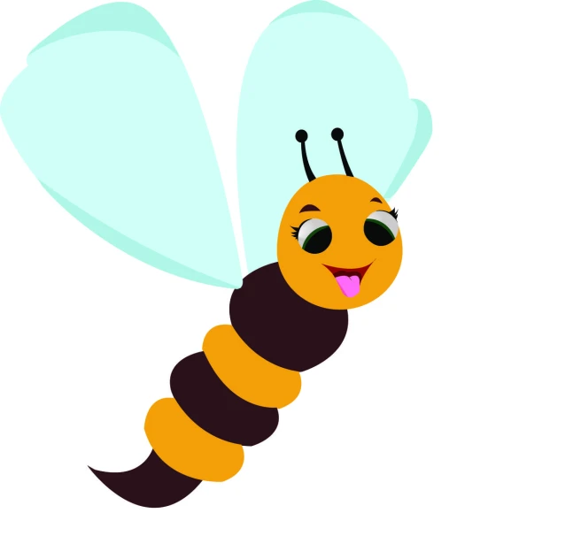 a drawing of a yellow bee smiling