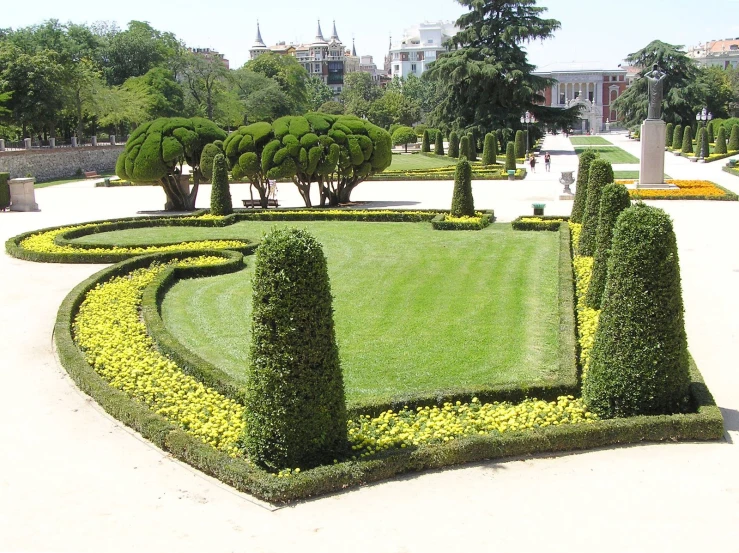 formal hedges and lawn work at a public garden