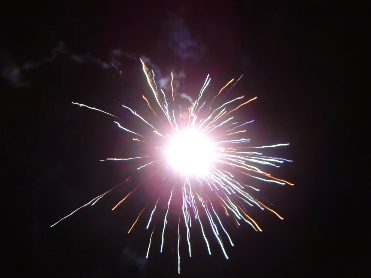 fireworks are lit up on the night sky