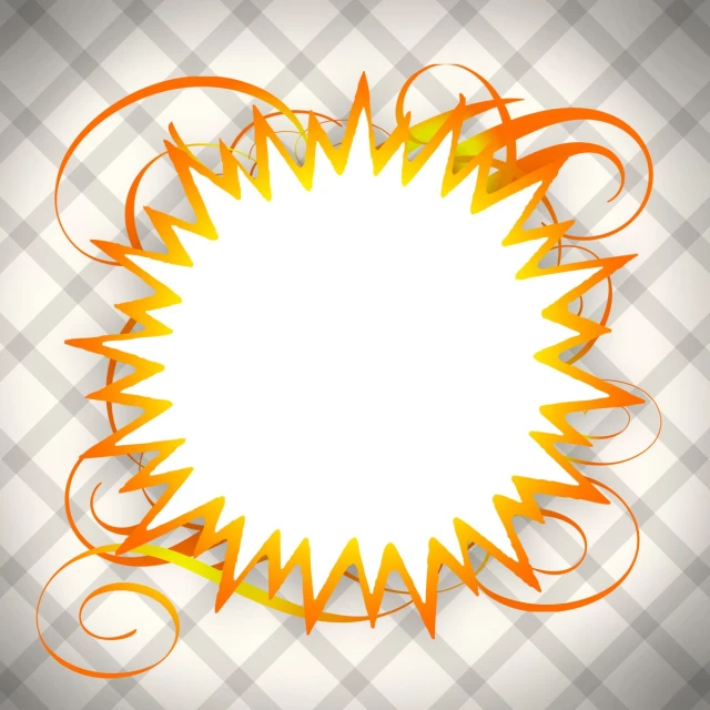 a round shape with orange swirls and white background