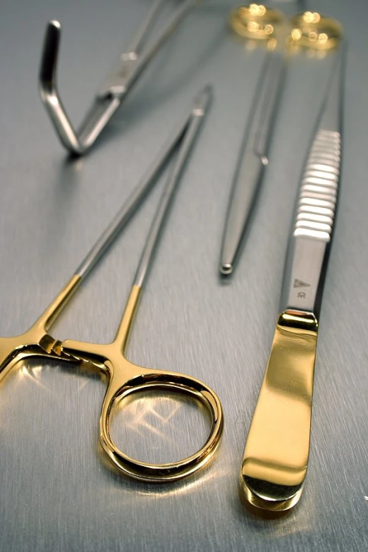 three different size surgical instruments are arranged next to each other