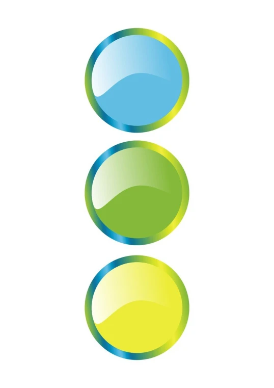 an illustration of three different colored circular objects