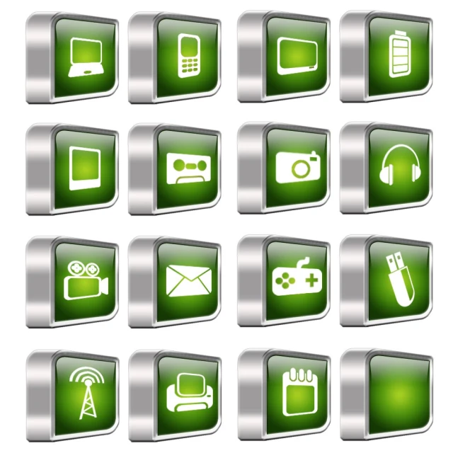 various kinds of electronics ons with green and white color