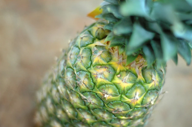 closeup view of a pineapple from above
