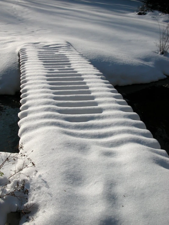 this is an image of a long snow path
