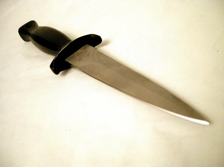 a very nice looking knife with a black handle