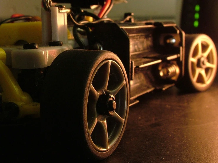 a toy vehicle with a radio connected to it