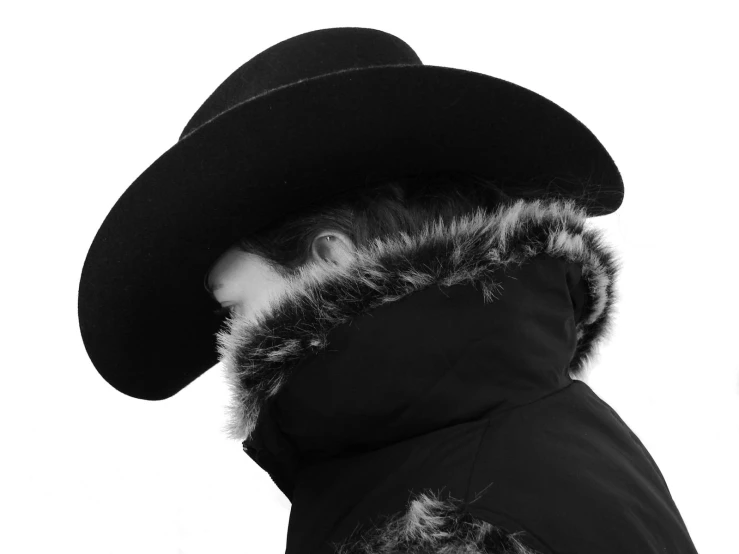 a woman wearing a hat and fur - lined coat