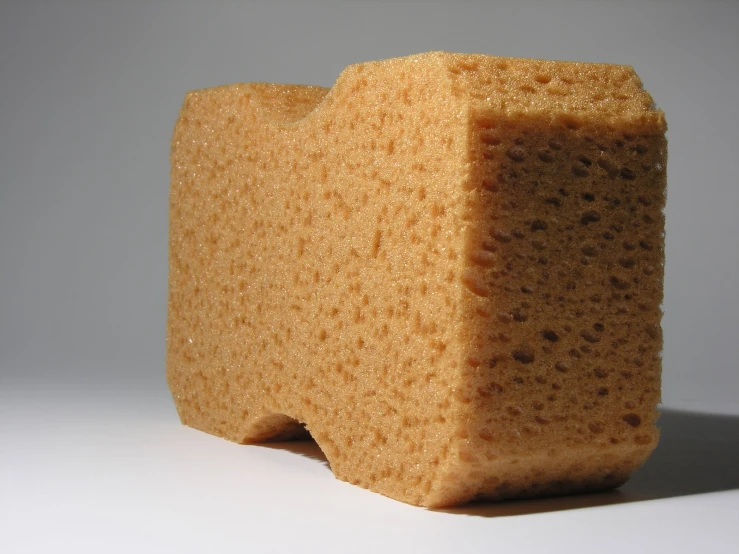 a block of brown food sitting on top of a white table