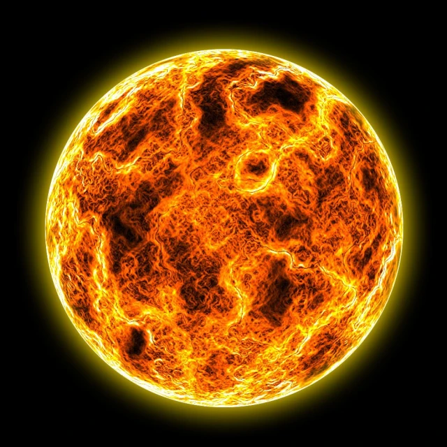 a blazing sun with a black background