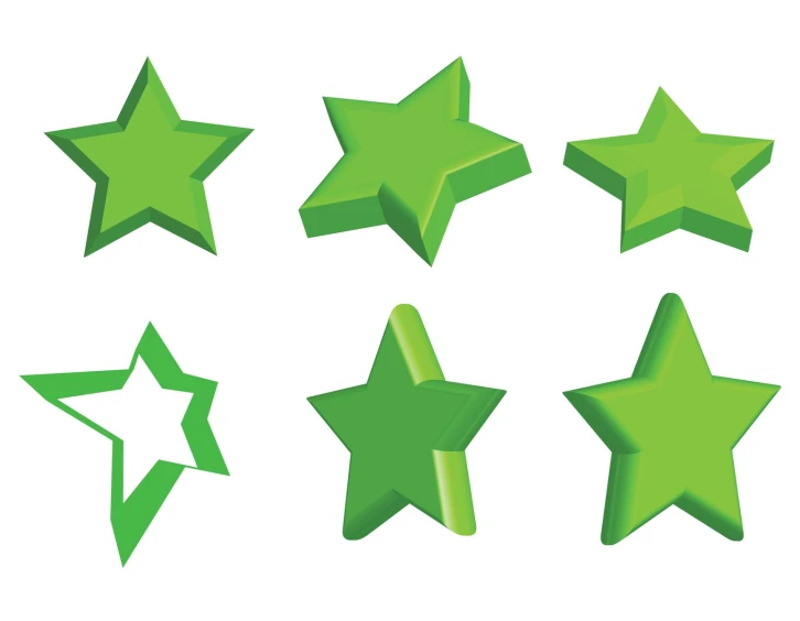 different shapes of green stars that can be used for creating wallpapers