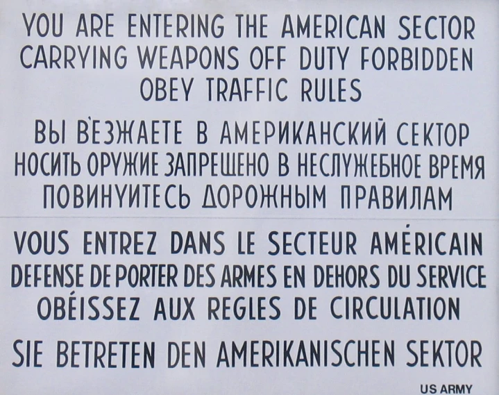 a poster with the warning about american sector